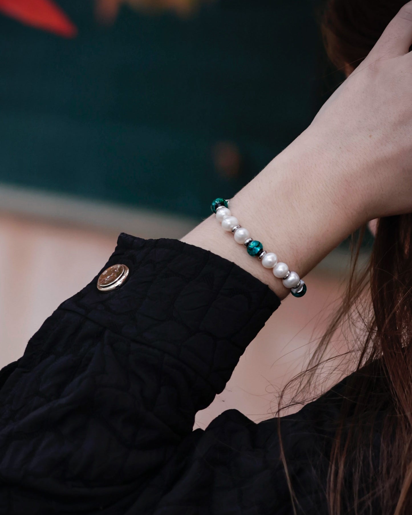 BRACELET LINE JOLIET GREEN HOTARU - Paris Pearl